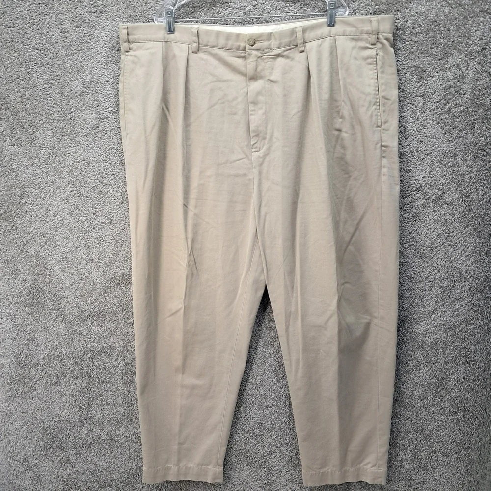 Polo Ralph Lauren Andrew Pant Mens 48B-30 Tan Pleated Cotton Chino Trousers 7635